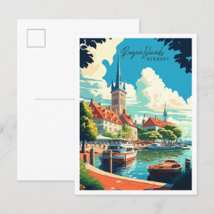 Rügen-Inseln Deutschland Vintage-Reiseillustration Postkarte