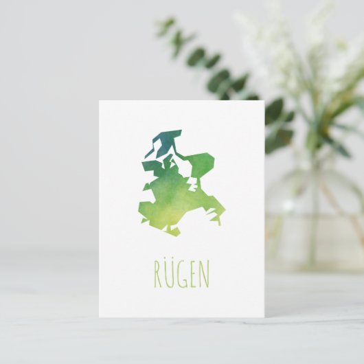 Rügen Map Postkarte (Stehend Vorderseite)