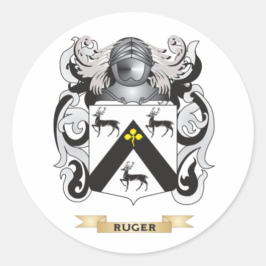 Ruger Coat of Arms (Familienwappen) Runder Aufkleber (Vorderseite)