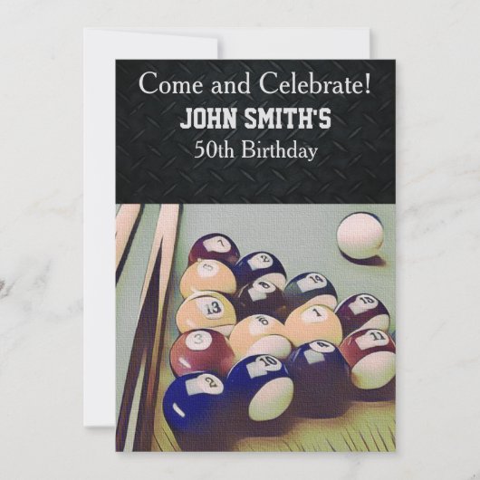 Rugged Adult Billiards Männer Einladungen zum Gebu (Vorderseite)