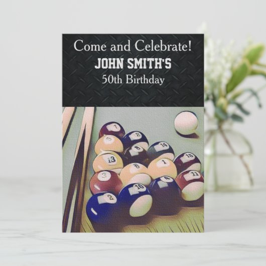 Rugged Adult Billiards Männer Einladungen zum Gebu (Stehend Vorderseite)