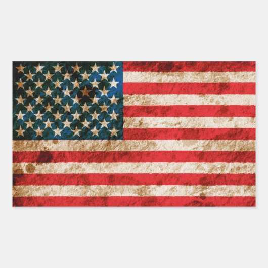 Rugged American Flag Rechteckiger Aufkleber (Vorderseite)