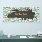 Rugged Aqua Camouflage Long Banner (Messe)