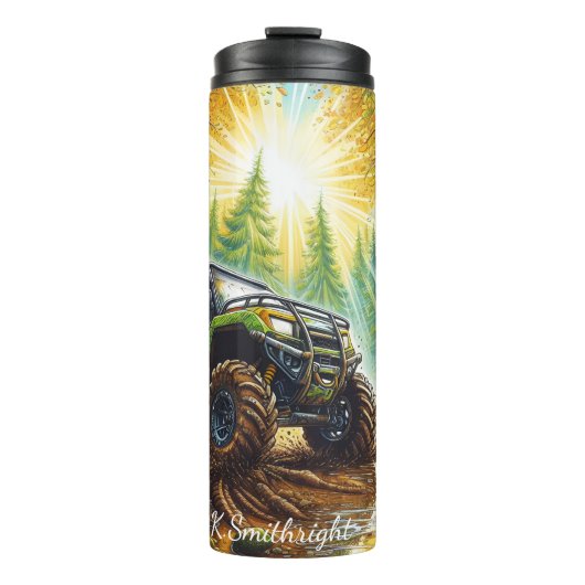 Rugged ATV Mudding Forest Adventure Thermosbecher (Vorderseite)