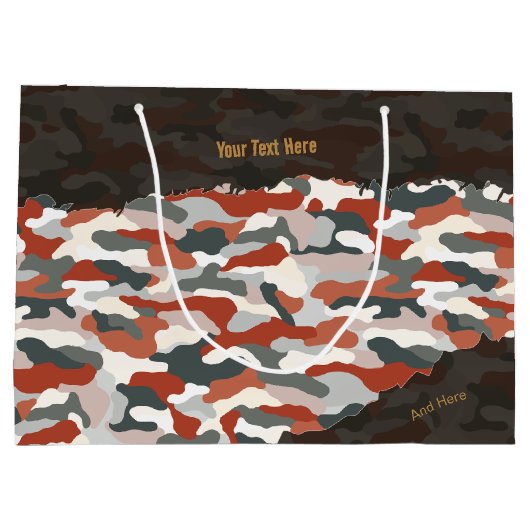 Rugged Autumn Camouflage Personalisiert Große Geschenktüte (Rückseite)