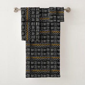 Rugged Black African Pattern with Yellow Badhandtuch Set