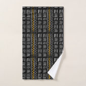 Rugged Black African Pattern with Yellow Badhandtuch Set (Handtuch)