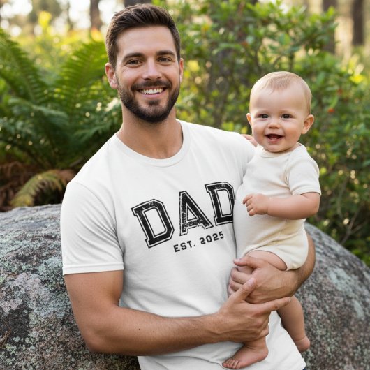 Rugged Black Bold Year Dad Established T-Shirt