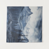 Rugged Blue Ink Mountain Tapestry Wandteppich (Vorderseite (Horizontal))