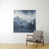 Rugged Blue Ink Mountain Tapestry Wandteppich (Beispiel)