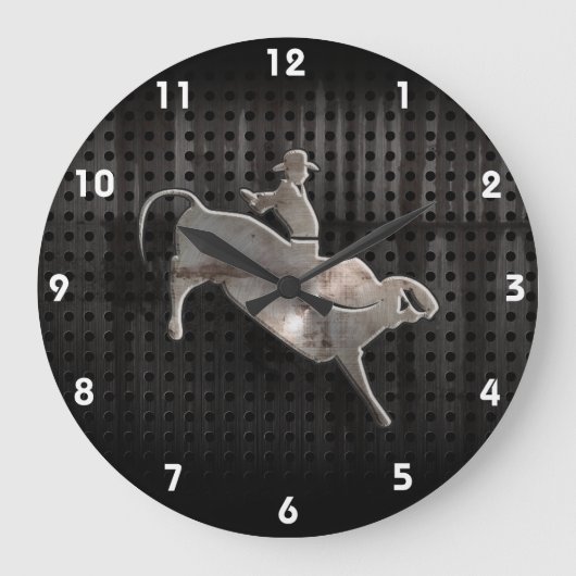 Rugged Bull Rider Große Wanduhr (Vorderseite)