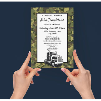 Rugged Camouflage Truck Driver Camouflage Cool Geb Einladung