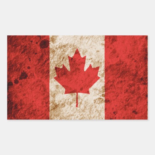 Rugged Canadian Flag Rechteckiger Aufkleber (Vorderseite)
