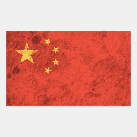Rugged Chinesische Flagge Rechteckiger Aufkleber (Vorderseite)