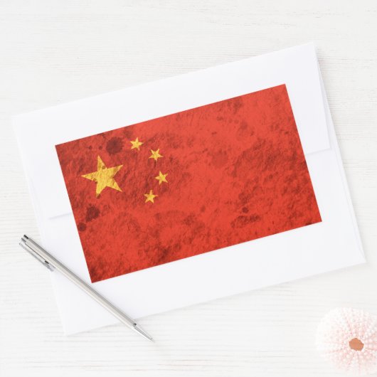 Rugged Chinesische Flagge Rechteckiger Aufkleber (Umschlag)