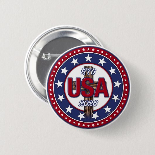 Rugged Cross USA 1776-2026 Button (Vorne & Hinten)