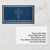 Rugged dark Blue Denim Cross Kontur Church Pastor Visitenkarte (Vorne/Hinten)