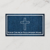Rugged dark Blue Denim Cross Kontur Church Pastor Visitenkarte (Vorderseite)
