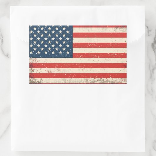 Rugged Distressed Flag Patriotic Rectangle Vinyl D Rechteckiger Aufkleber (Tasche)
