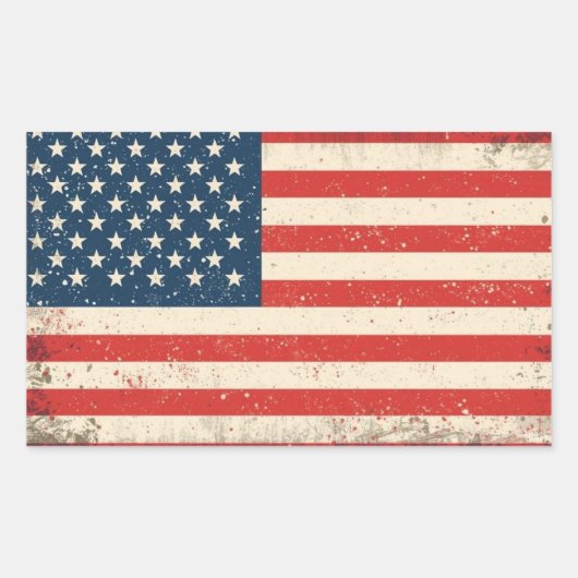Rugged Distressed Flag Patriotic Rectangle Vinyl D Rechteckiger Aufkleber (Vorderseite)