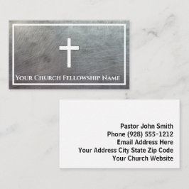 Rugged Gray Metallic Cross Kontur Church Pastor Visitenkarte