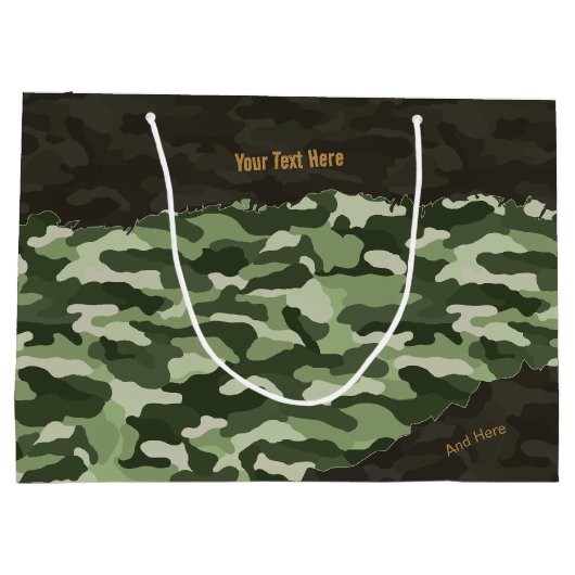 Rugged Green Camouflage Personalisiert Große Geschenktüte (Rückseite)