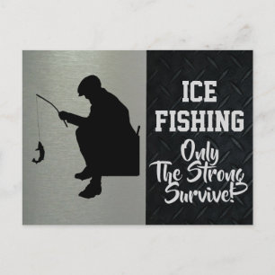 Rugged Ice Fishing Wintersport Hobby Männer Postkarte