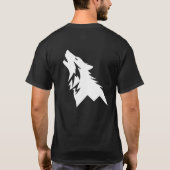 Rugged Mountain Heulender Wolf Silhouette Logo Gra T-Shirt (Rückseite)