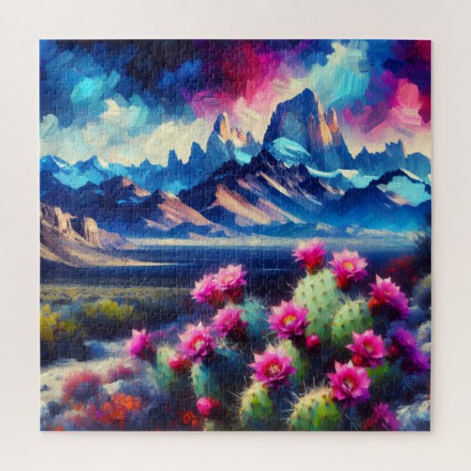 Rugged Mountains Blooming Cactus Square 556 pc Puzzle (Vertikal)