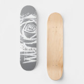 Rugged Rose Graffiti Art – White Drip Rose on Grey Skateboard (Vorderseite)
