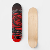 Rugged Rose Graffiti-Kunst – Rote urbane Blume Skateboard (Vorderseite)
