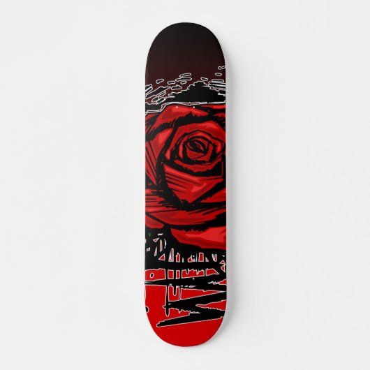 Rugged Rose Graffiti-Kunst – Rote urbane Blume Skateboard (Vorne)