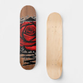 Rugged Rose Graffiti-Kunst – Rote urbane Blume Skateboard (Vorderseite)