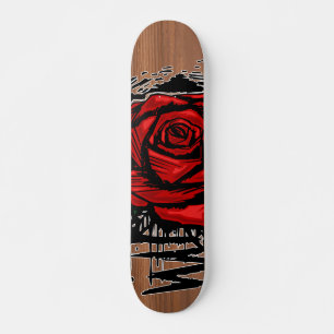 Rugged Rose Graffiti-Kunst – Rote urbane Blume Skateboard