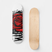 Rugged Rose Graffiti-Kunst – Rote urbane Blume Skateboard (Vorderseite)