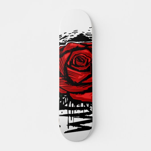 Rugged Rose Graffiti-Kunst – Rote urbane Blume Skateboard (Vorne)