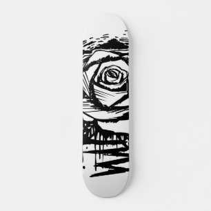Rugged Rose Graffiti-Kunst Schwarze Street Rose Skateboard