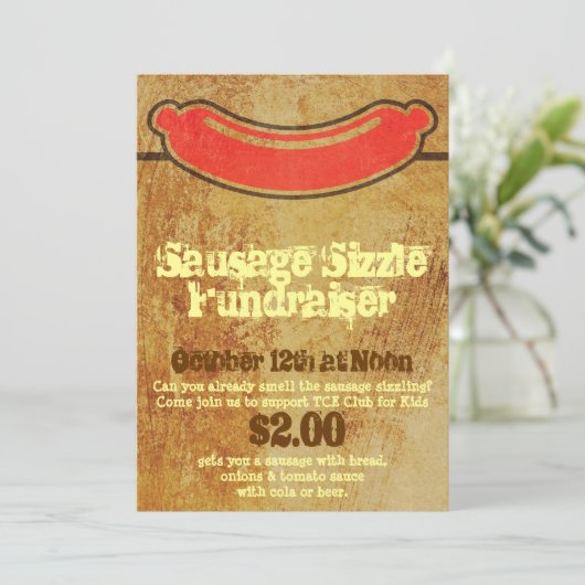 Rugged Sausage Sizzle Party Einladung (Stehend Vorderseite)