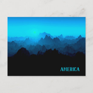 Rugged Smokey Blue Jagged Mounged America Postkarte