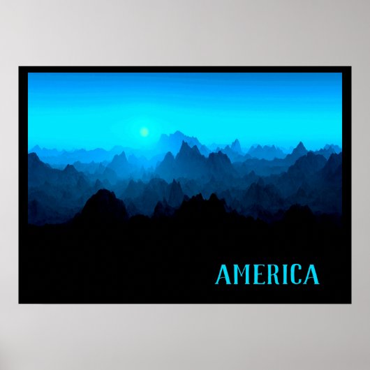 Rugged Smokey Blue Jagged Mounged America Travel Poster (Vorne)