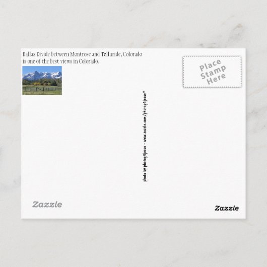 Rugged Snowy Autumn Colorado Postcard Postkarte (Rückseite)