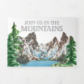 Rugged Snowy Mountain | Illustrierte Hochzeit Dreifach Gefaltete Einladung (Cover)