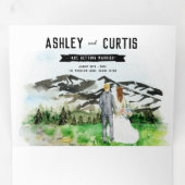 Rugged Snowy Mountain | Illustrierte Hochzeit Dreifach Gefaltete Einladung (Innen Erste Seite)