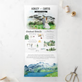 Rugged Snowy Mountain | Illustrierte Hochzeit Dreifach Gefaltete Einladung (Innenseite)