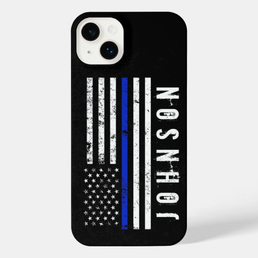 Rugged Style Police Flag mit Individuelle Name iPhone Hülle (Rückseite)