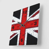 Rugged Union Jack Quadratische Wanduhr (Winkel)
