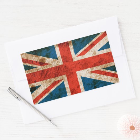 Rugged Union Jack Rechteckiger Aufkleber (Umschlag)