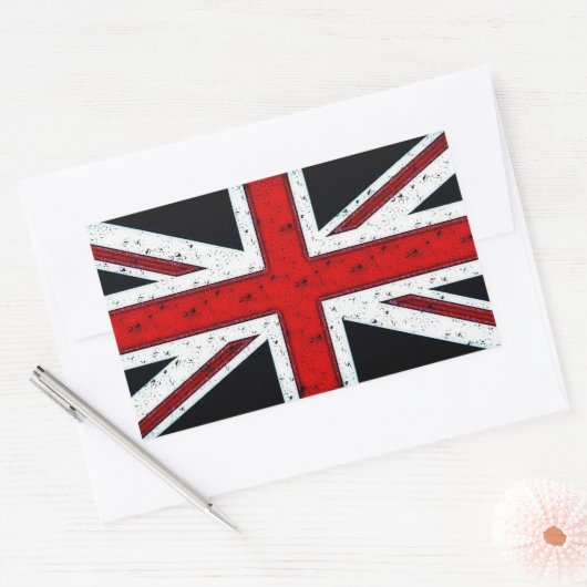 Rugged Union Jack Rechteckiger Aufkleber (Umschlag)