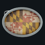 Rugged Wood Maryland Flag Ovale Gürtelschnalle<br><div class="desc">Maryland-Flagge Marylander</div>