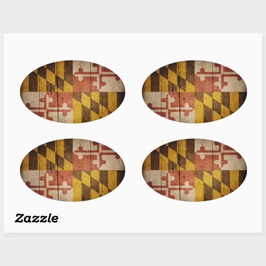 Rugged Wood Maryland Flag Ovaler Aufkleber (Blatt)